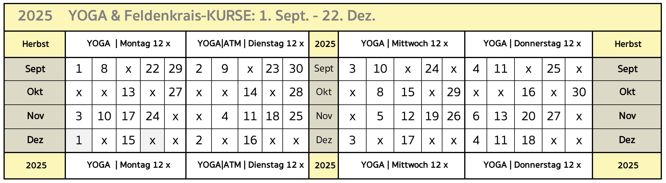 YOGA Terminplan NEU 25 Herbst Mondsee YOGABI